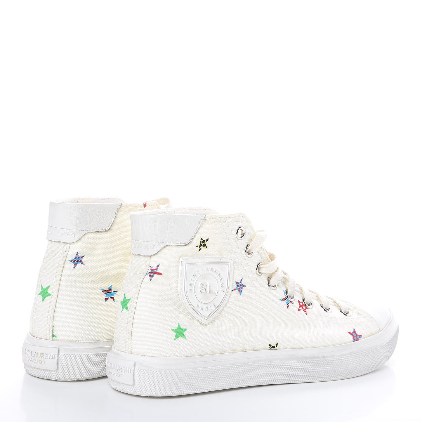 Canvas Fun-Star Print Mens Bedford Hightop Sneakers 35.5 Cream