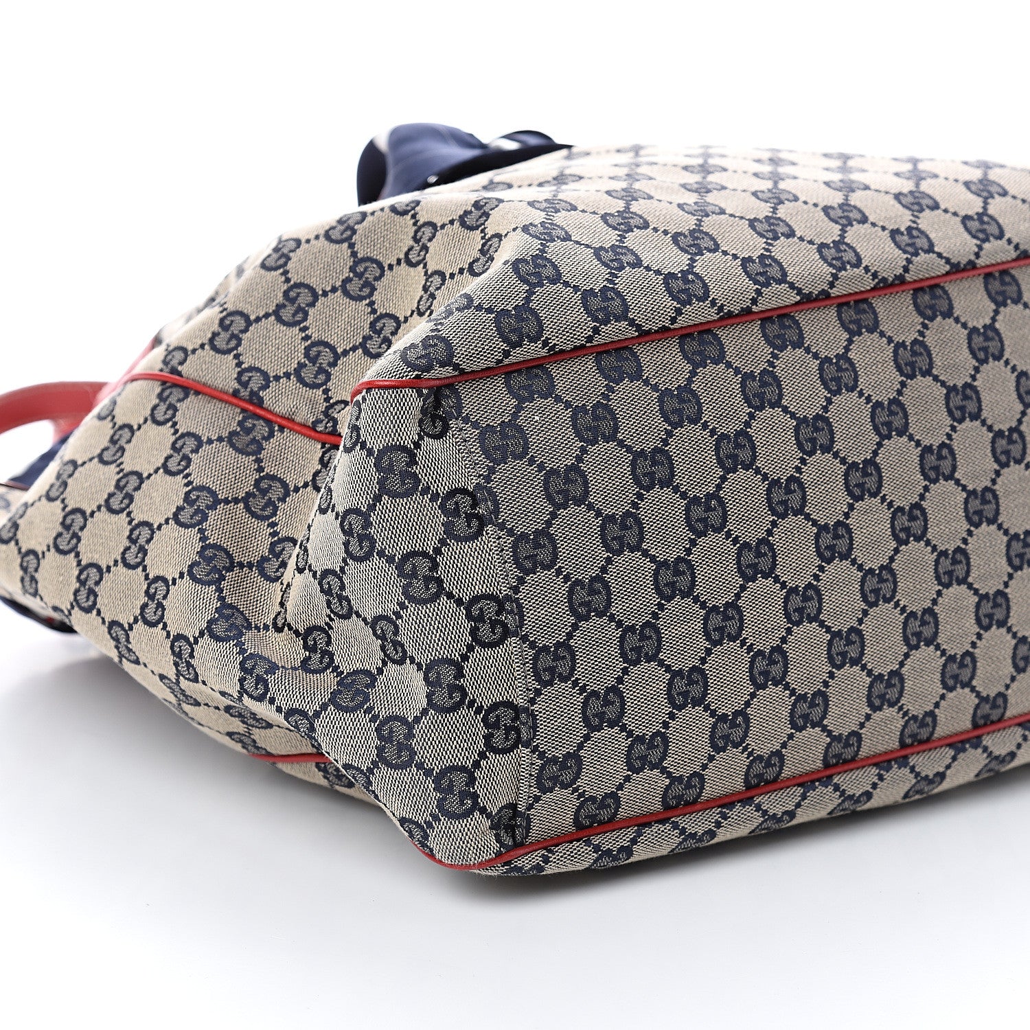 Gucci Monogram Large Positano Tote Navy Red 7 of 8