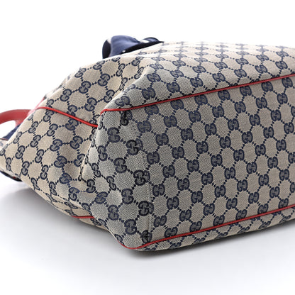 Gucci Monogram Large Positano Tote Navy Red 7 of 8