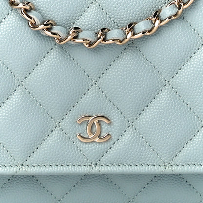 Chanel Caviar Quilted Wallet On Chain WOC Light Blue 9 of 11