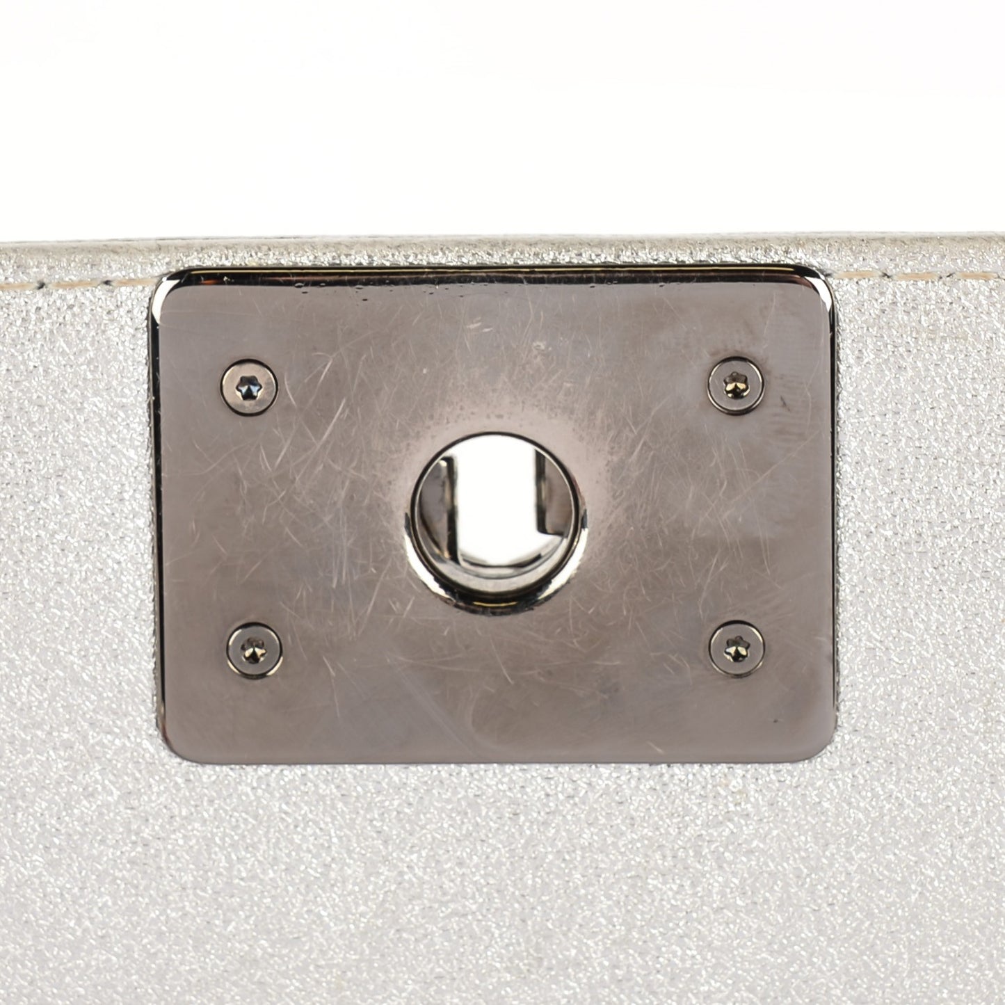 Metallic Lambskin Perforated Medium Boy Flap Silver