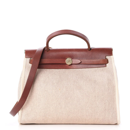 Hermes Toile Vache Calfskin Herbag 30 PM Natural 1 of 10