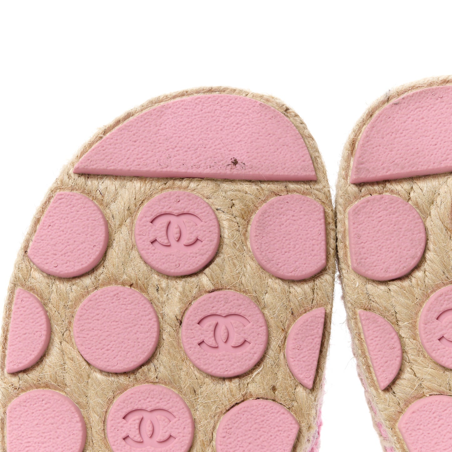 Tweed Laminated Lambskin CC Slide Sandals 37 Light Pink Gold