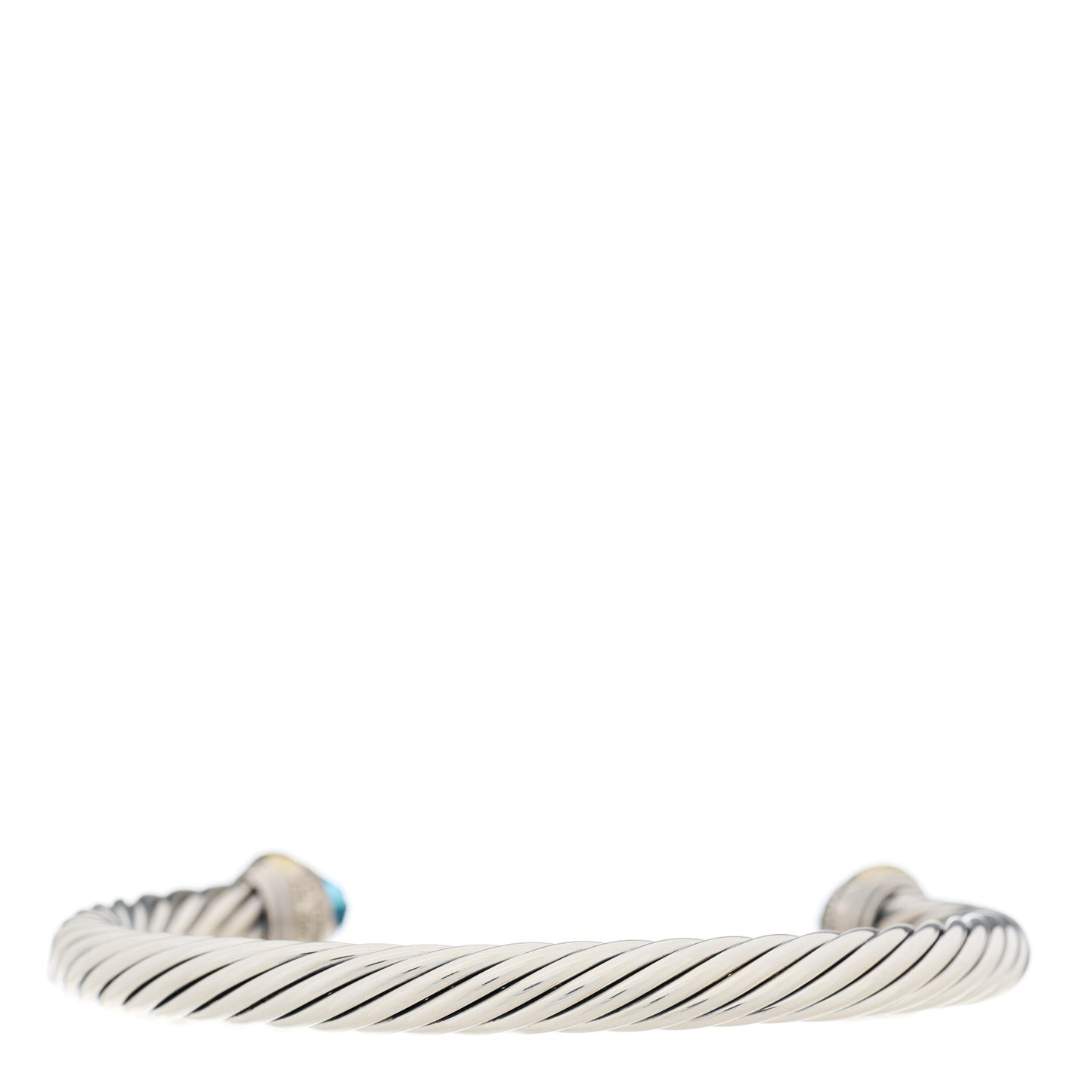 Sterling Silver 14K Yellow Gold Blue Topaz 7mm Cable Classics Bracelet