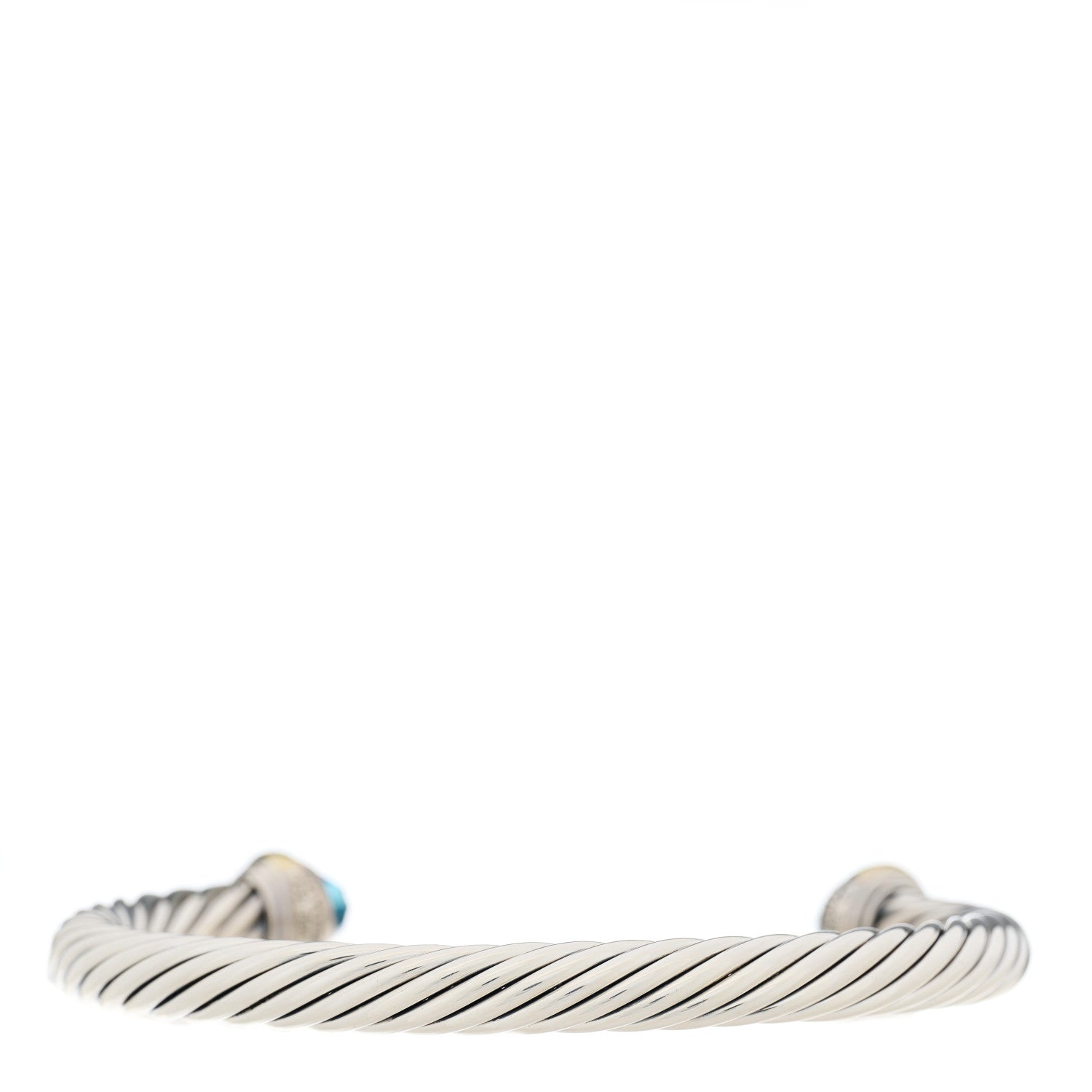 David Yurman Sterling Silver 14K Yellow Gold Blue Topaz 7mm Cable Classics Bracelet 2 of 4
