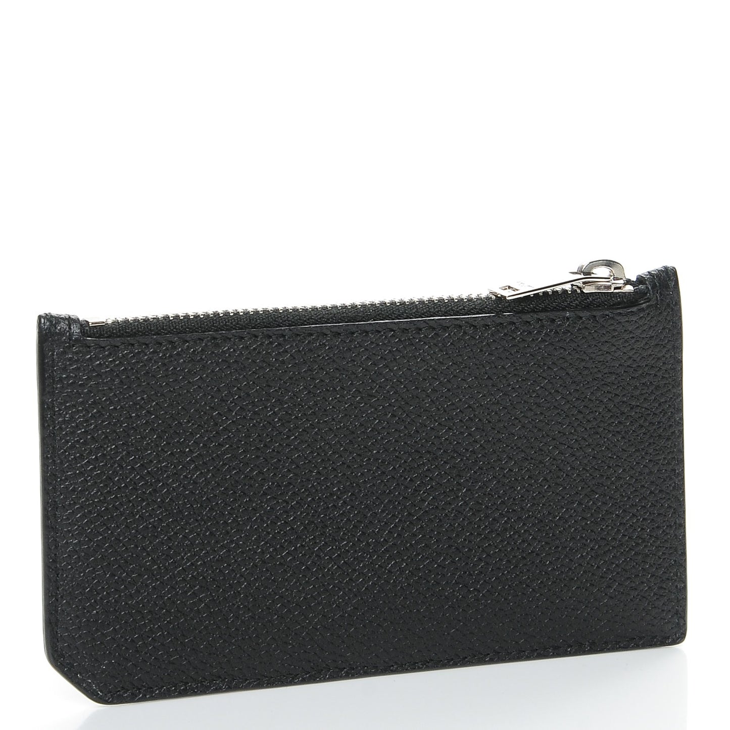 Grained Calfskin 5 Fragments Zip Pouch Card Holder Black