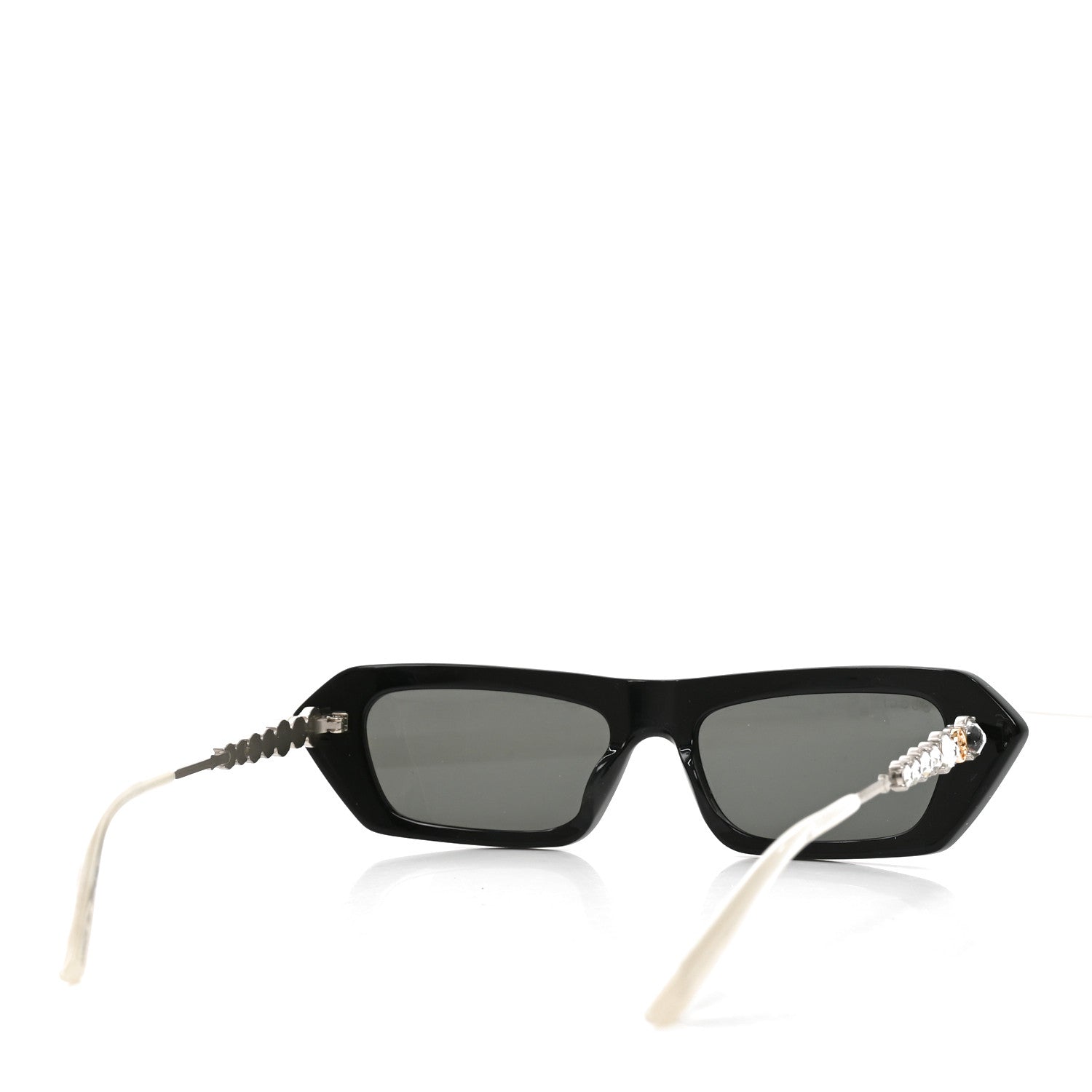 Gucci Acetate Crystal Rectangle Sunglasses GG0642S Black Gold 8 of 10