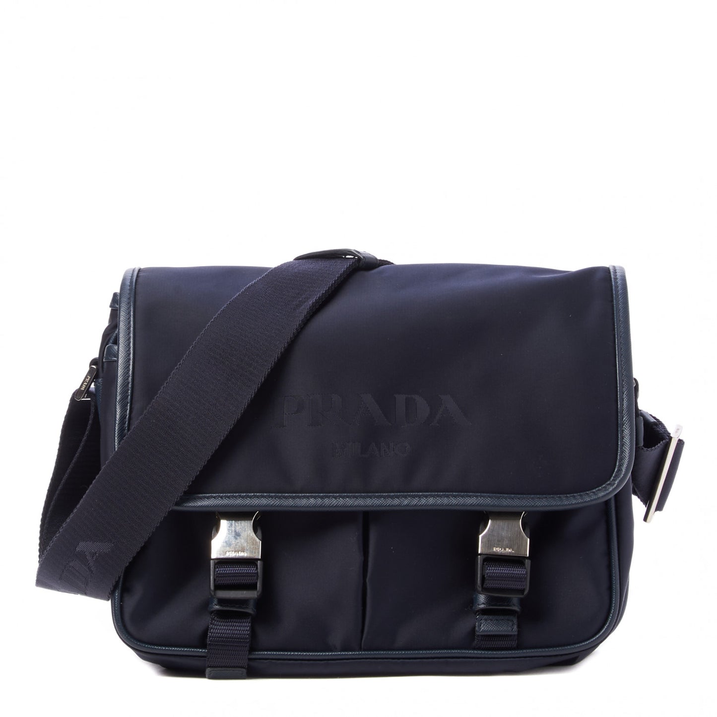 Tessuto Nylon Saffiano Logo Messenger Bag Baltico