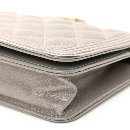 Chanel Caviar Quilted Boy Wallet On Chain WOC Grey 11 of 12