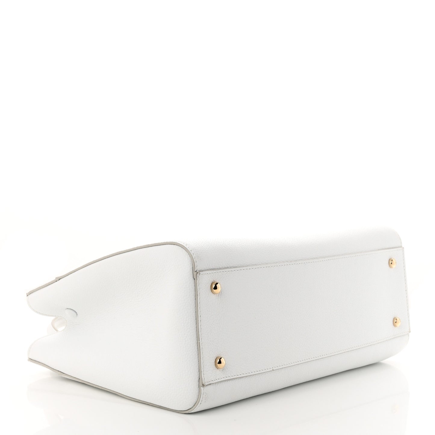Grained Calfskin Small Neo Executive Shopper Tote White