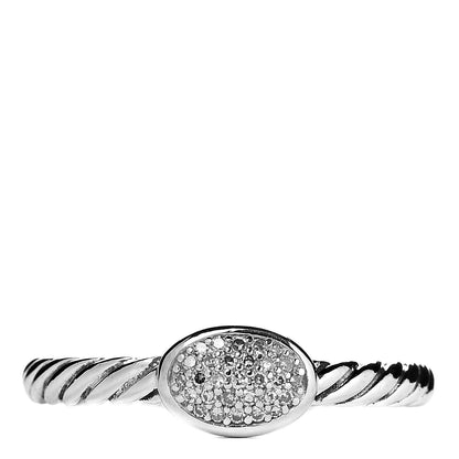 David Yurman Sterling Silver Pave Diamond Cable Classics Oval Ring 52 6 1 of 6