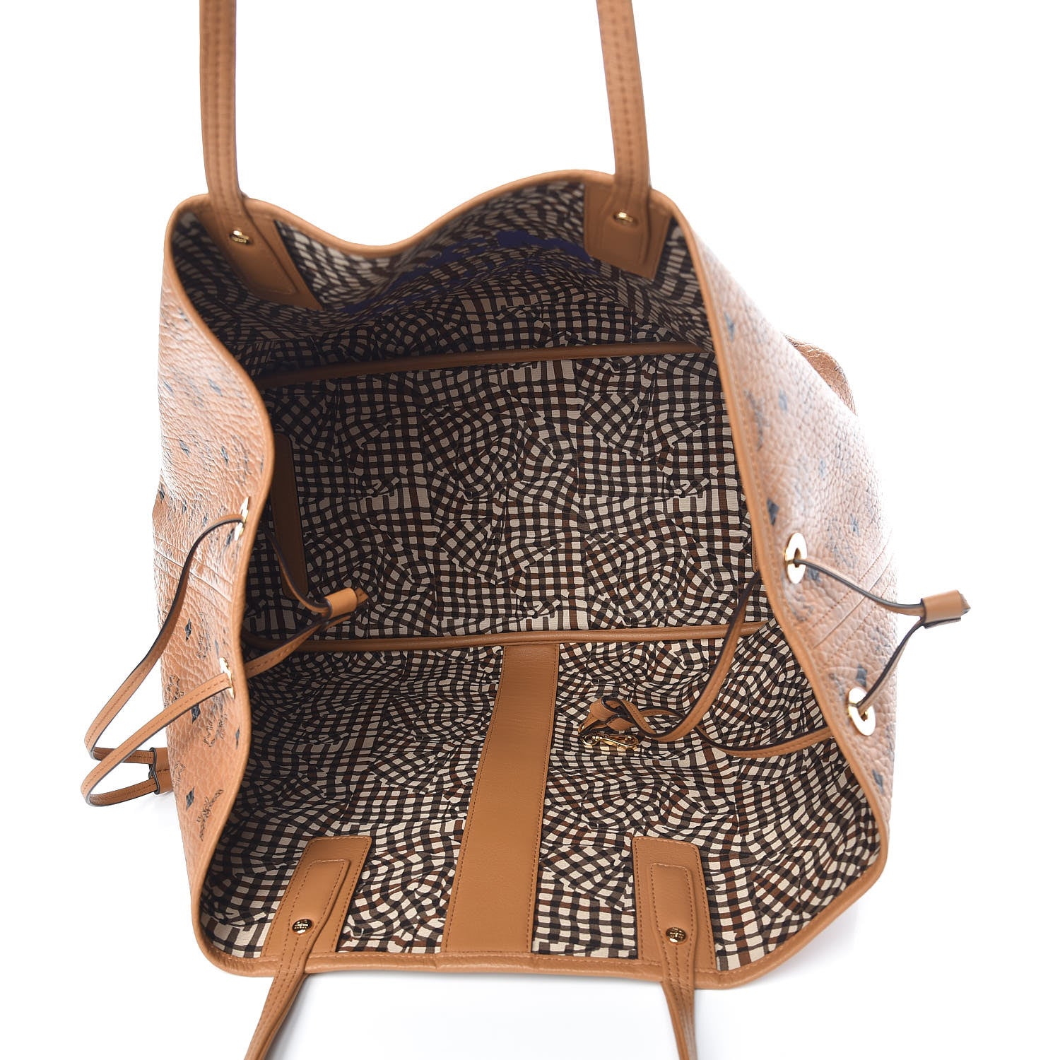MCM Visetos Large Liz Reversible Shopper Tote Cognac 11 of 14
