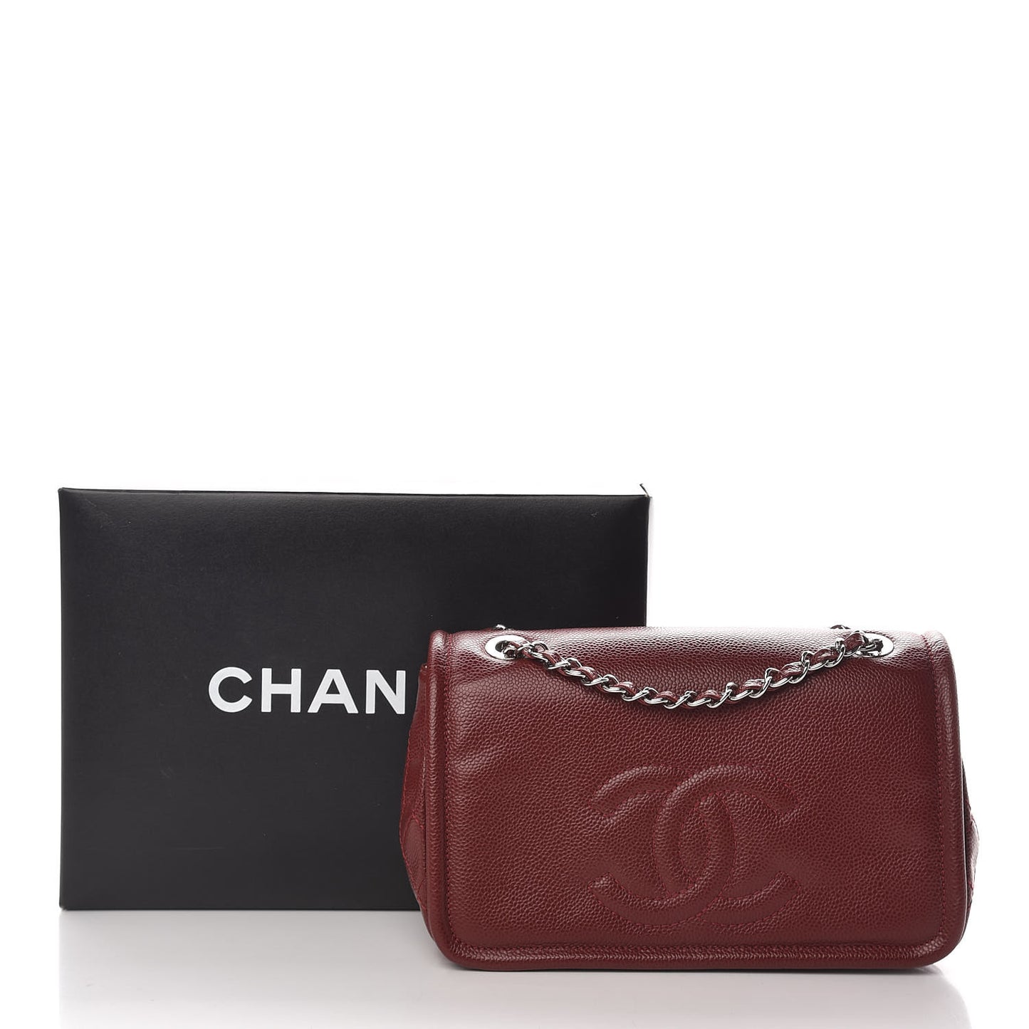 Caviar Medium Timeless CC Flap Dark Red