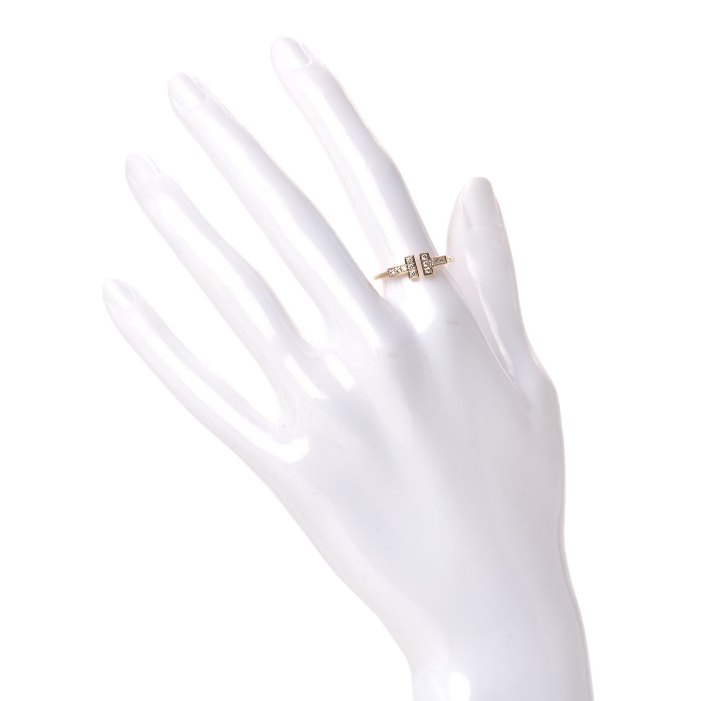 18K Rose Gold Diamond T Wire Ring 54 6.75