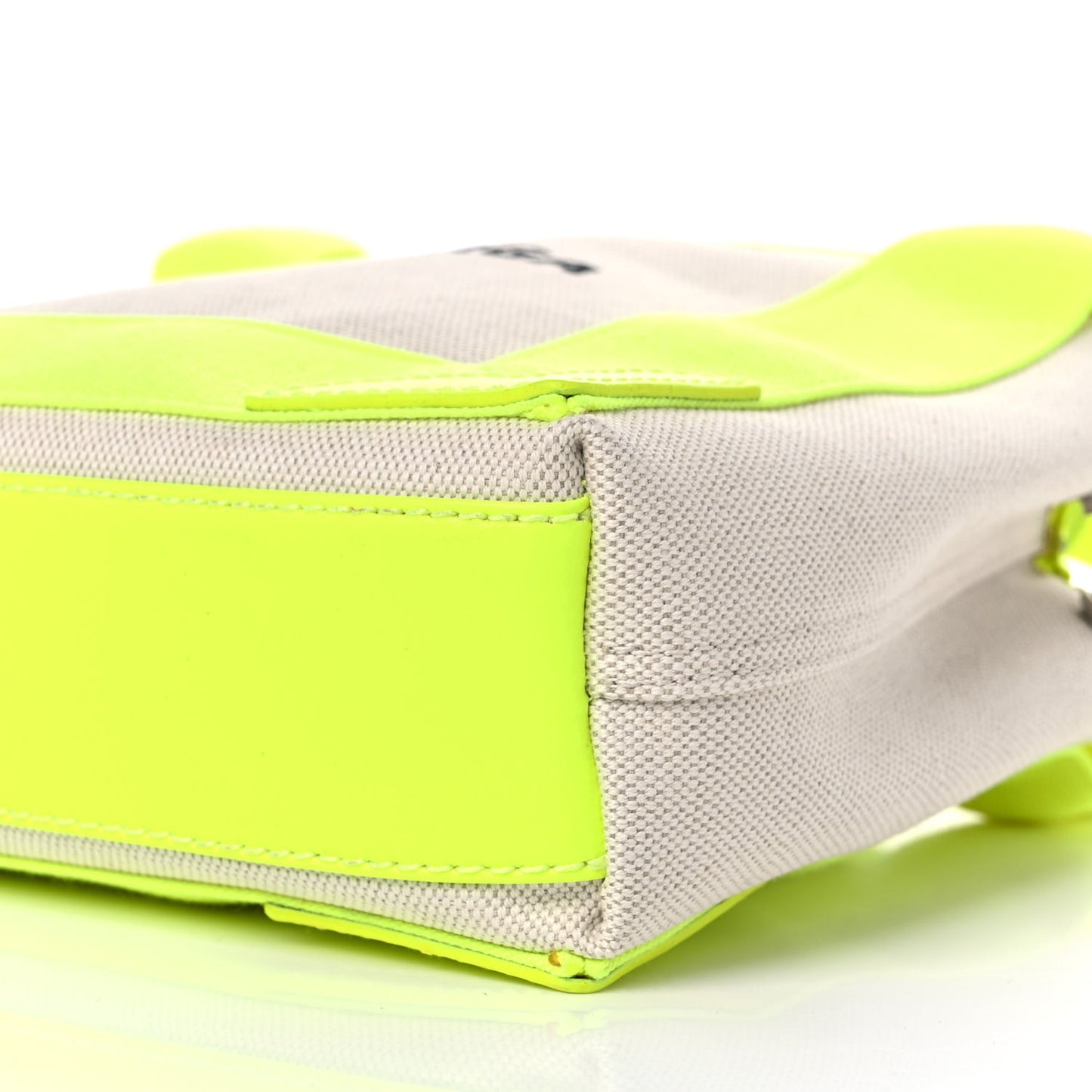 Cotton Canvas Satin Calfskin Navy Cabas XS Natural Fluo Yellow