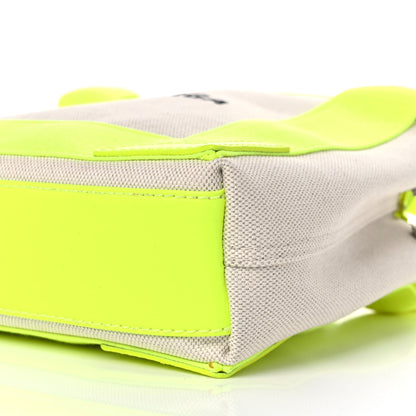 Balenciaga Cotton Canvas Satin Calfskin Navy Cabas XS Natural Fluo Yellow 11 of 17