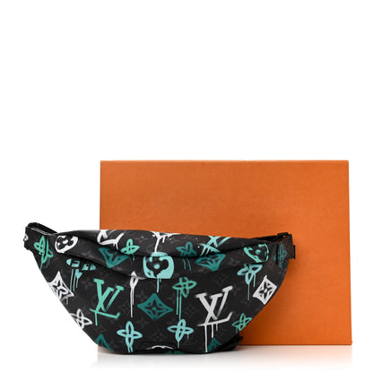 Louis Vuitton Monogram Eclipse LV Graffiti Discovery Bumbag Green Lights 11 of 11