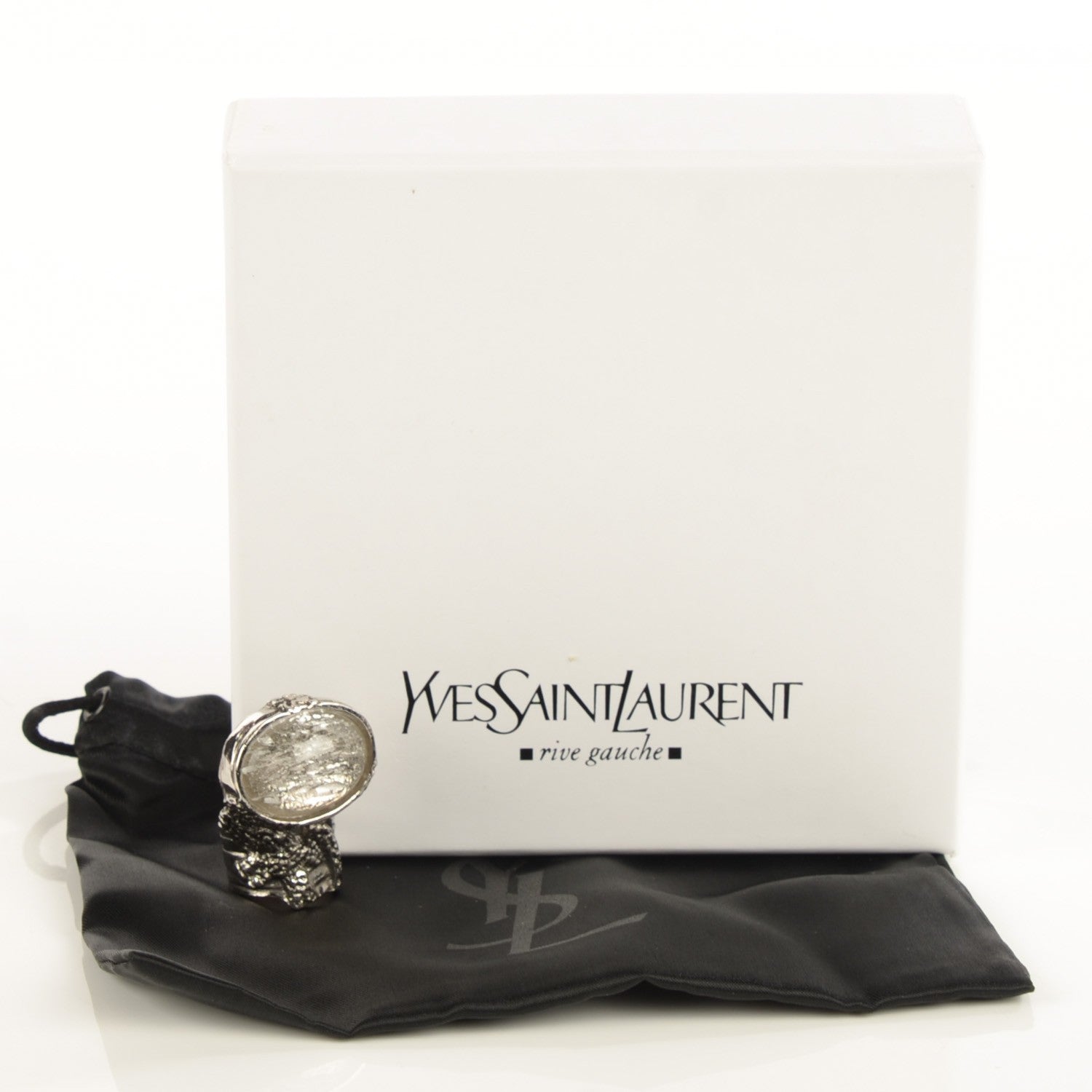 Saint Laurent Glass Cabochon Arty Ovale Ring 5 Silver 4 of 5