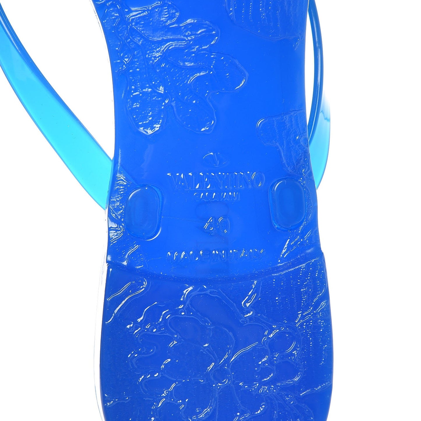 PVC Jelly Rockstud Bow Thong Sandals 40 Blue Fluo