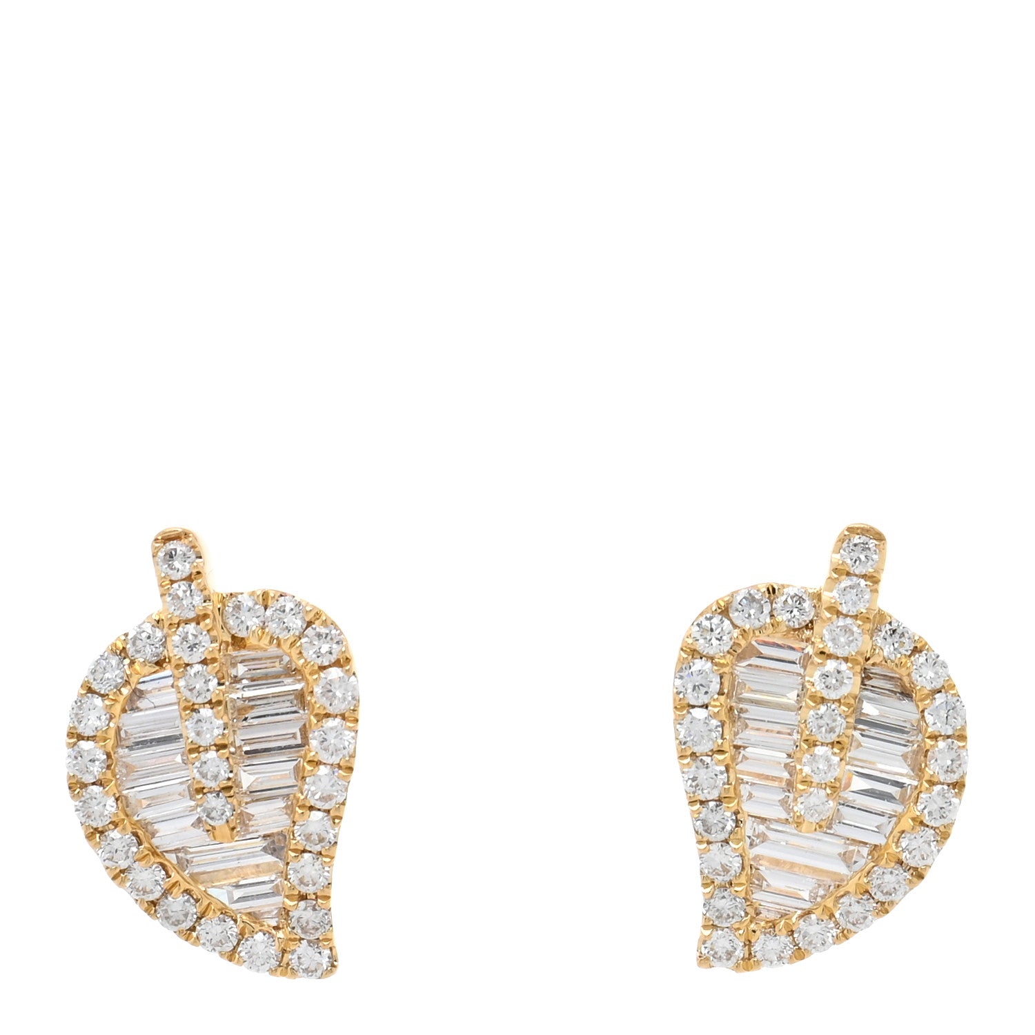 Anita Ko 18K Yellow Gold Diamond Small Palm Leaf Stud Earrings 1 of 5
