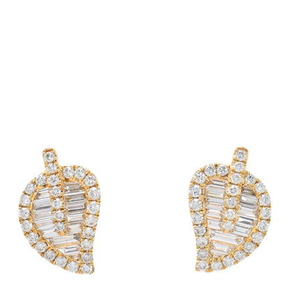 Anita Ko 18K Yellow Gold Diamond Small Palm Leaf Stud Earrings 1 of 5