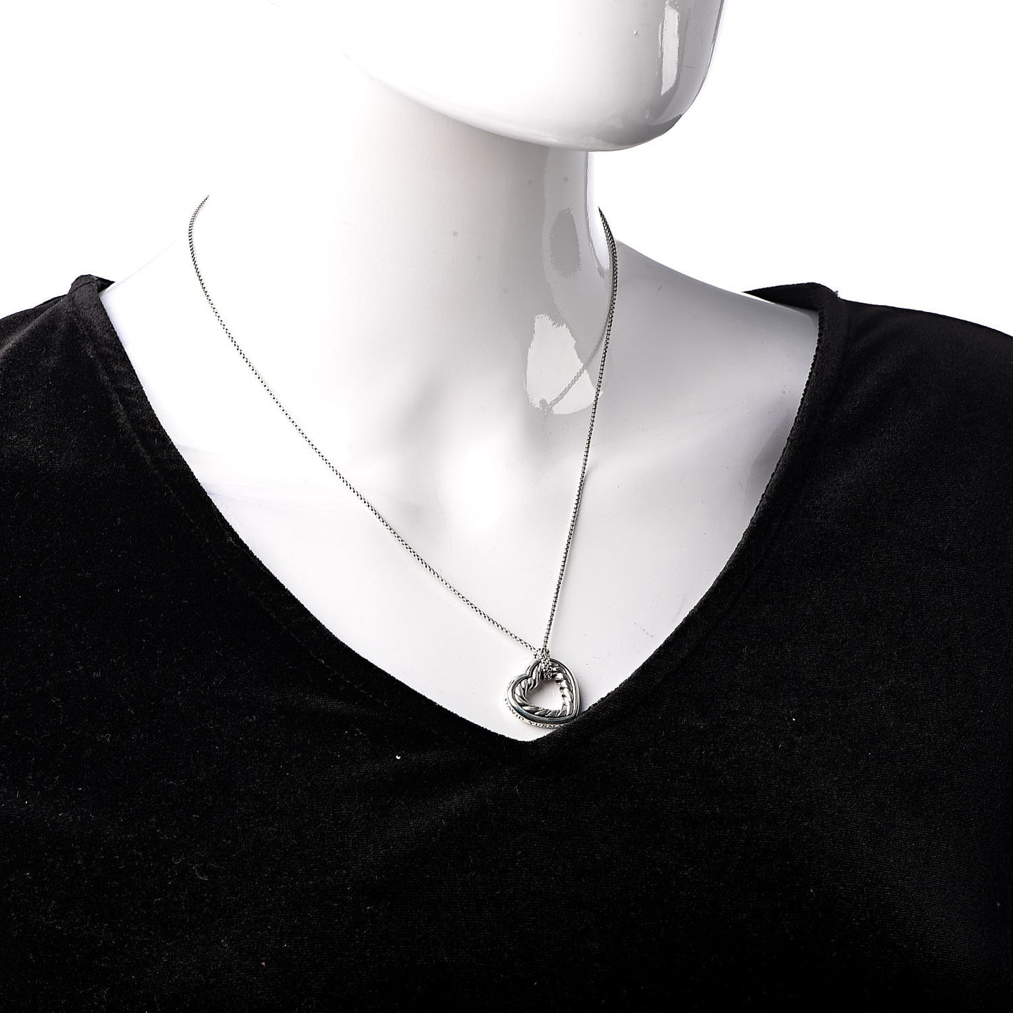 Sterling Silver 18K Yellow Gold Open Heart Cable Necklace