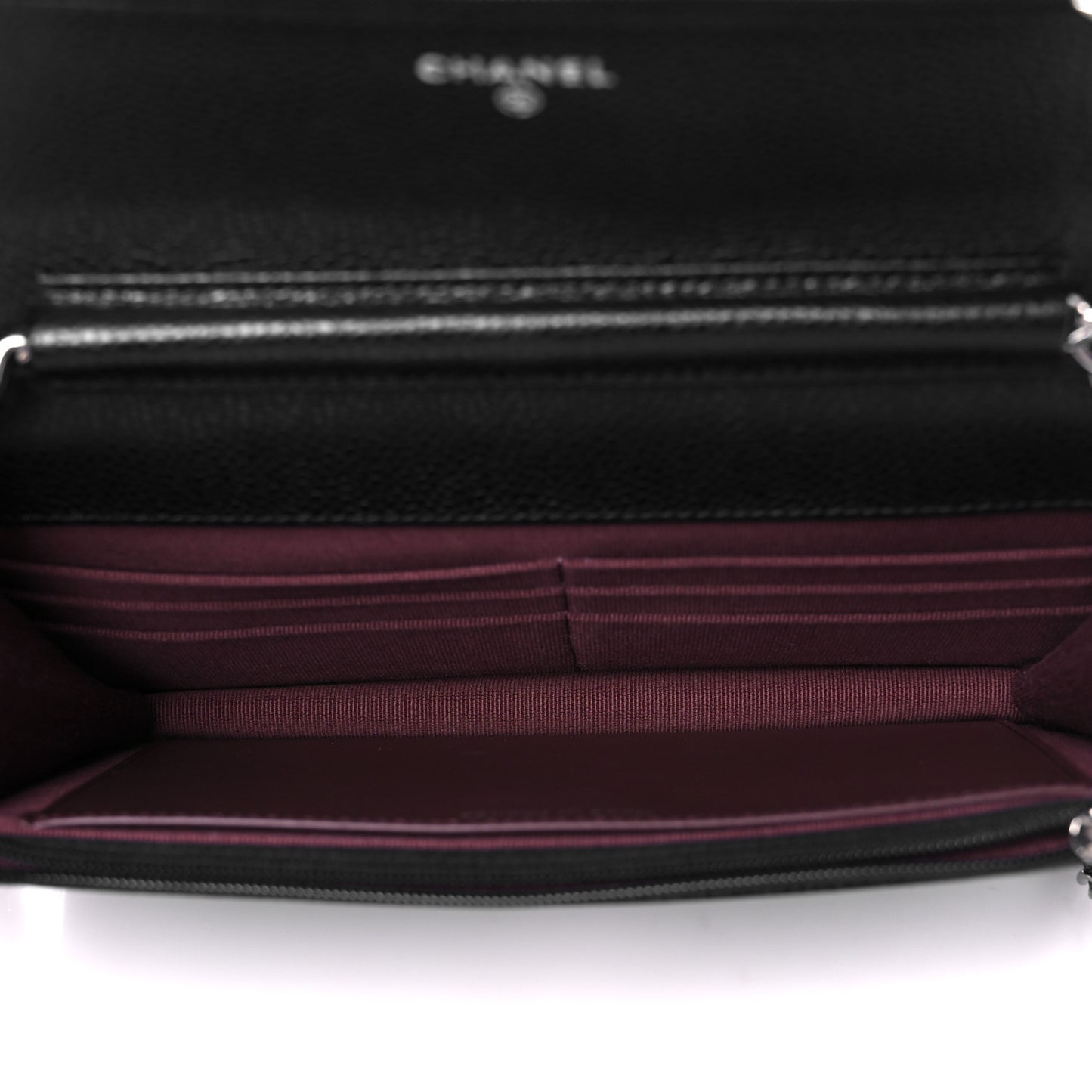 Caviar Quilted Wallet on Chain WOC Black