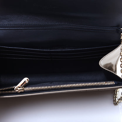 Christian Dior Metallic Patent Micro-Cannage Lady Dior Croisiere Chain Wallet Champagne 5 of 11