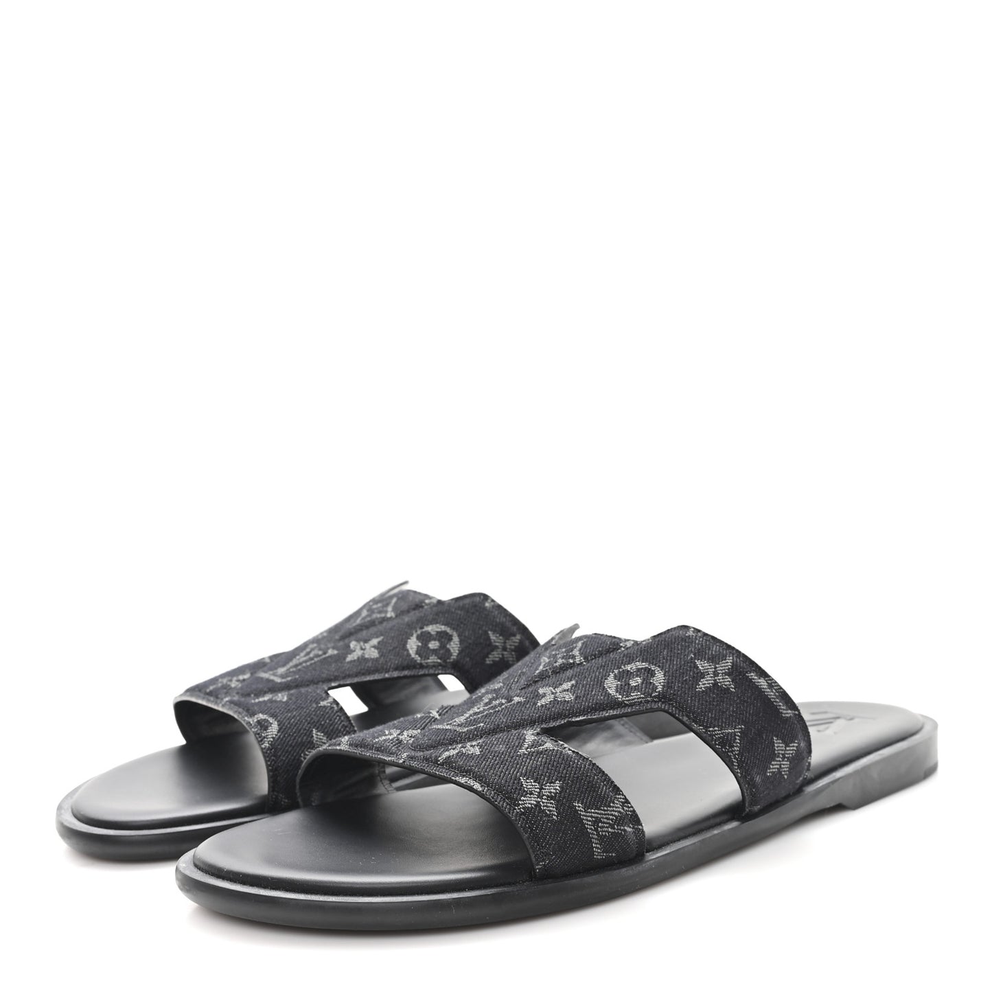 Monogram Denim Mens LV Oasis Mules 8.5 Black