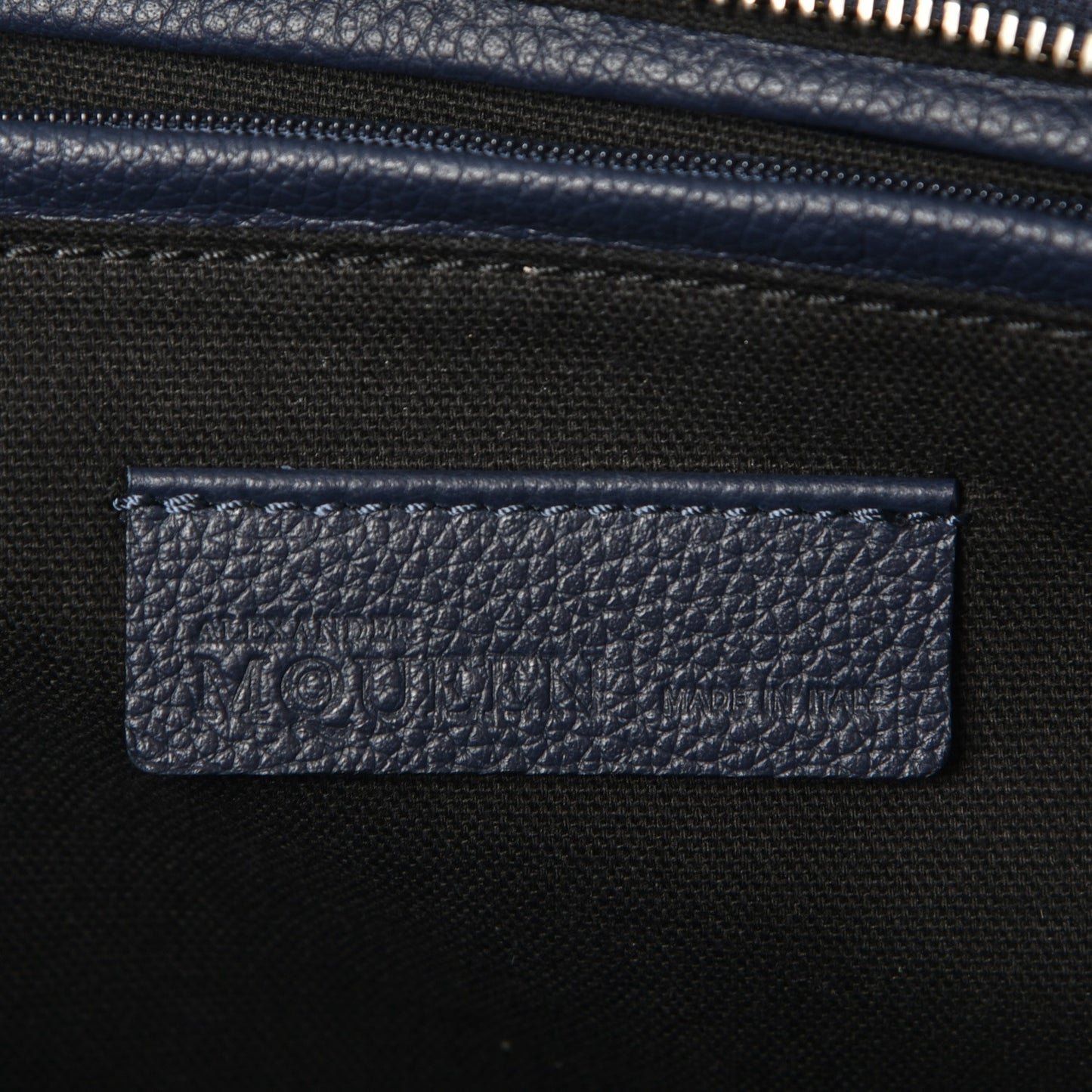 Pebbled Calfskin Large Skull Padlock Zip Around Tote Navy
