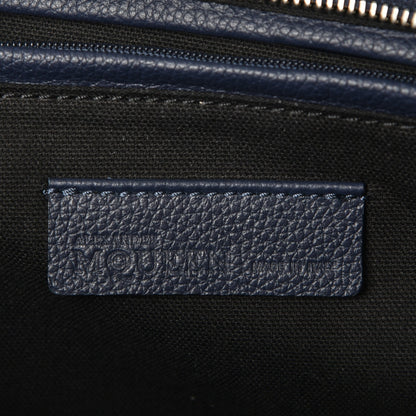 Alexander McQueen Pebbled Calfskin Large Skull Padlock Zip Around Tote Navy 6 of 7