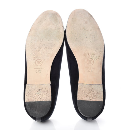 Chanel Velvet Patent Calfskin Cap Toe Ballerina Flats 37.5 Navy Black 7 of 15