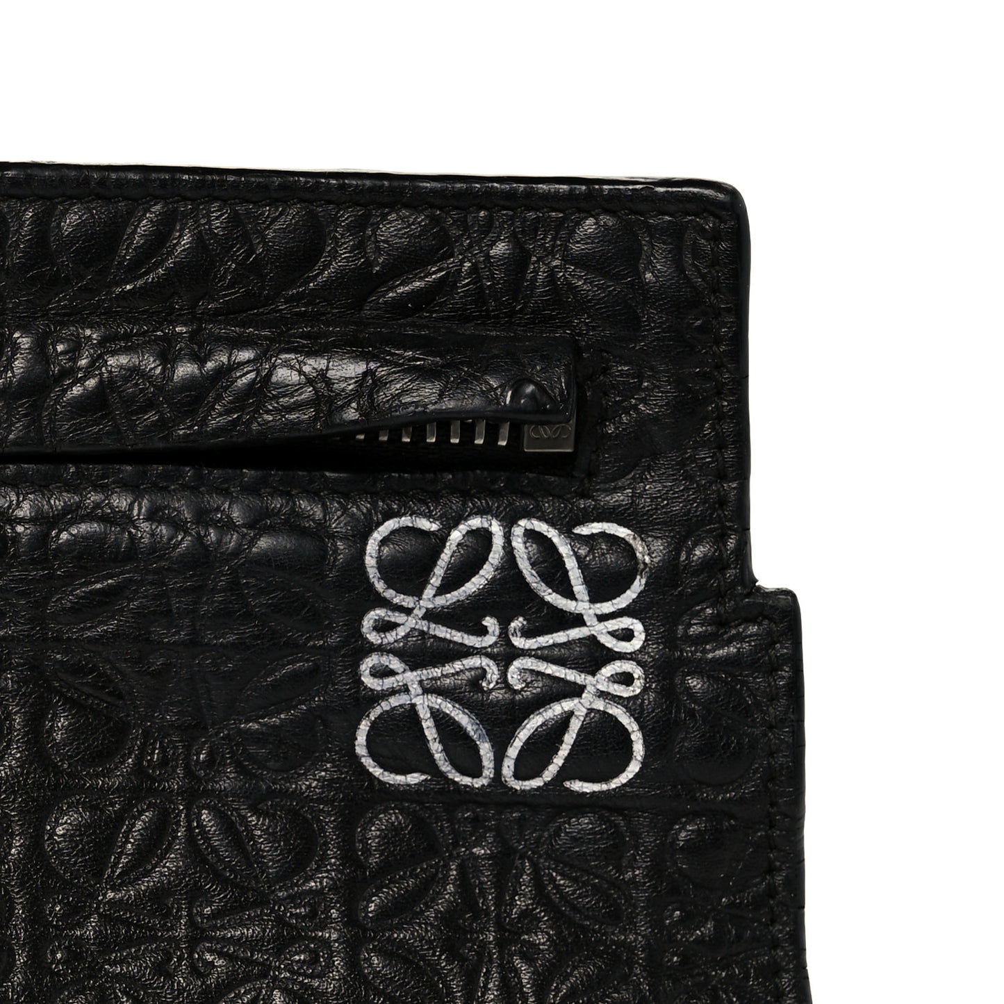 Calfskin Embossed Repeat T Pouch Black