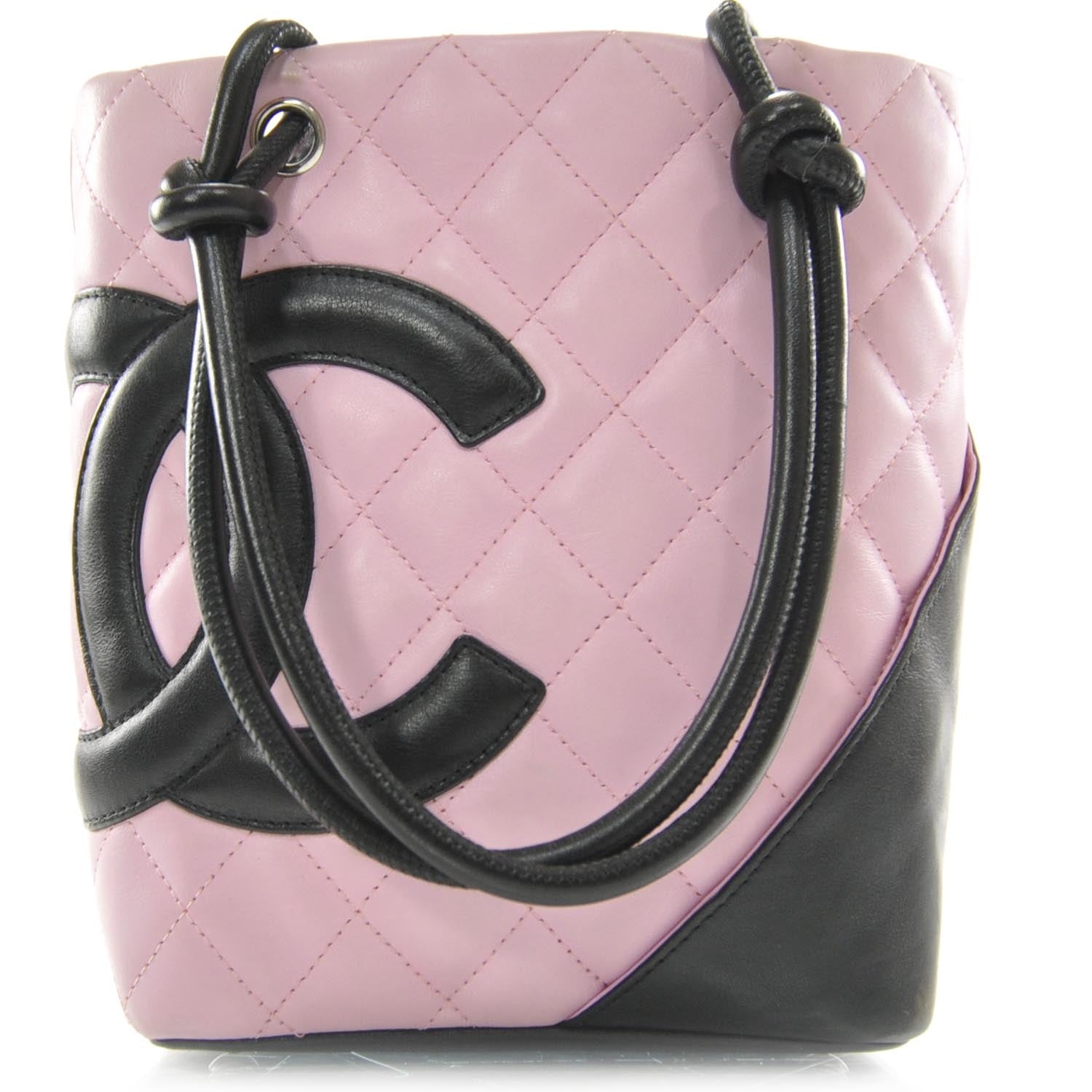 Chanel Calfskin Quilted Small Cambon Tote Pink Black 1 of 10