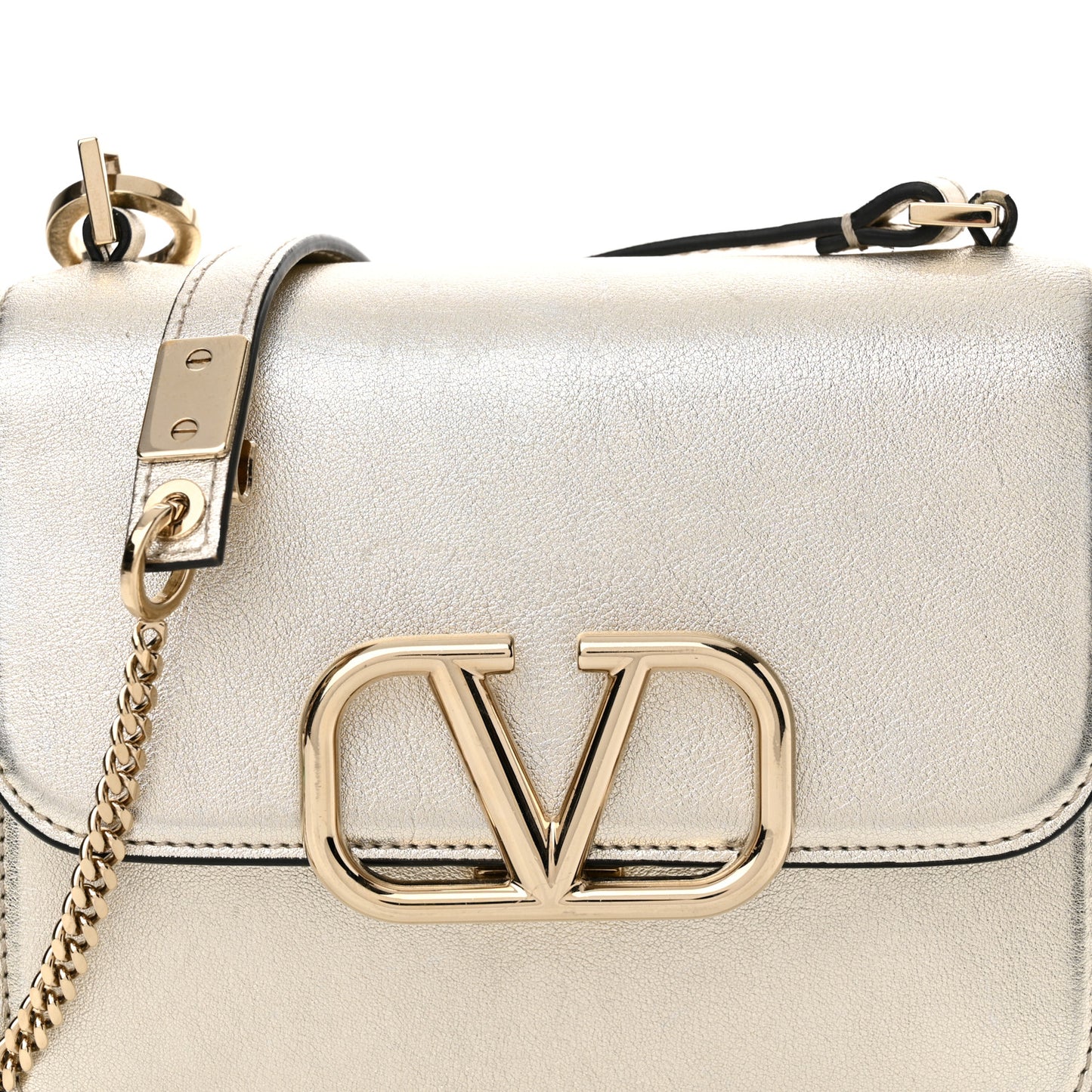 Metallic Calfskin Small VSling Shoulder Bag Gold
