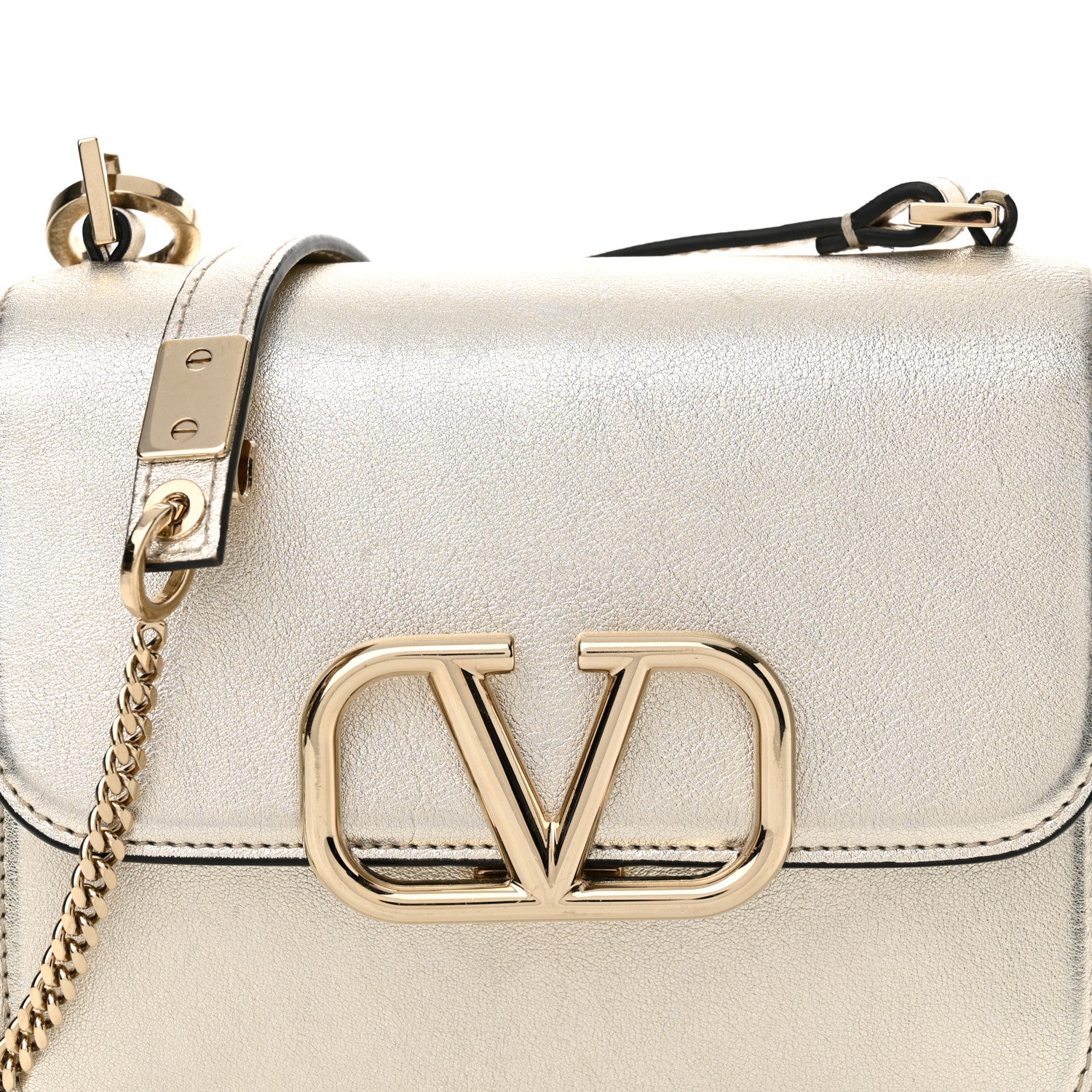 Valentino Garavani Metallic Calfskin Small VSling Shoulder Bag Gold 7 of 17
