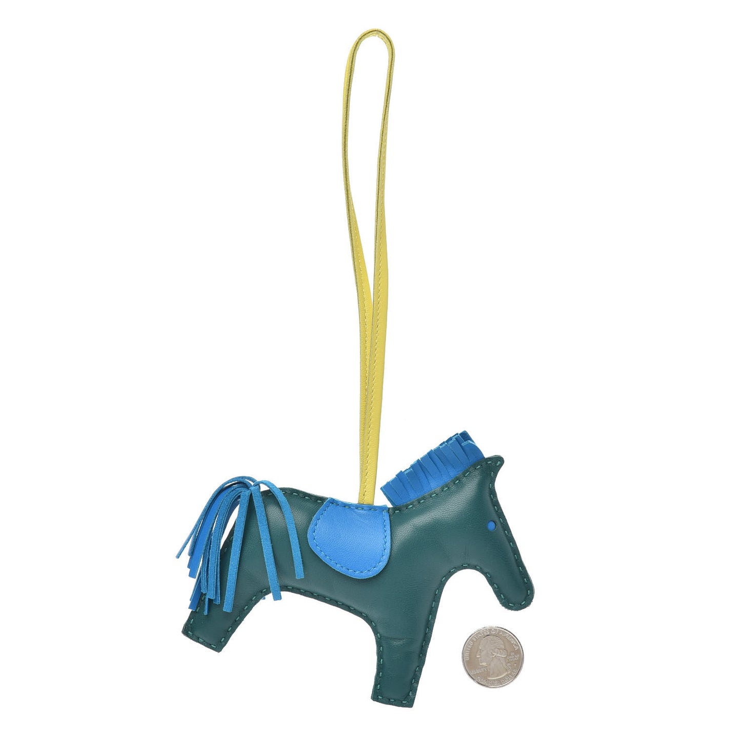 Milo Lambskin Grigri Rodeo Horse Bag Charm MM Malachite Bleu Zanzibar Lime