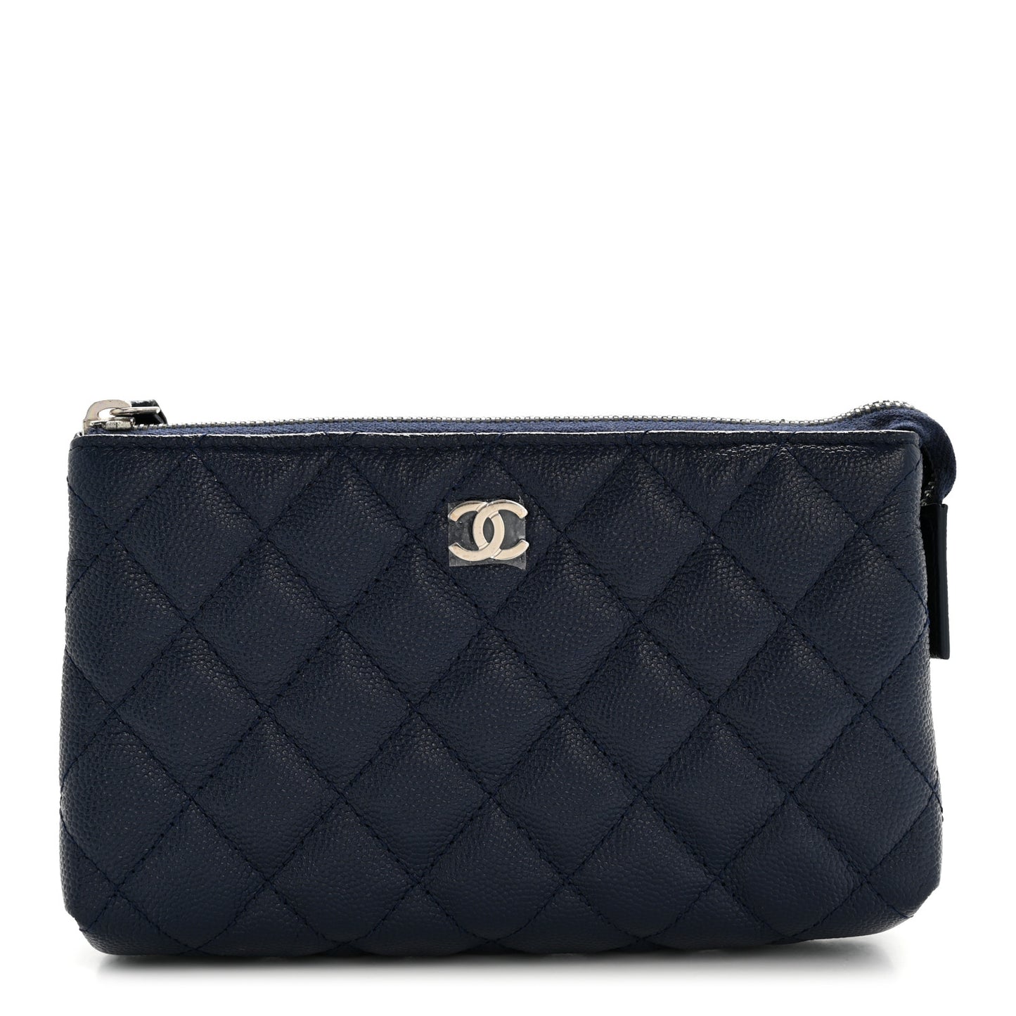 Caviar Quilted Cosmetic Case Navy