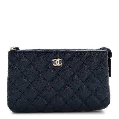 Chanel Caviar Quilted Cosmetic Case Navy 1 of 9