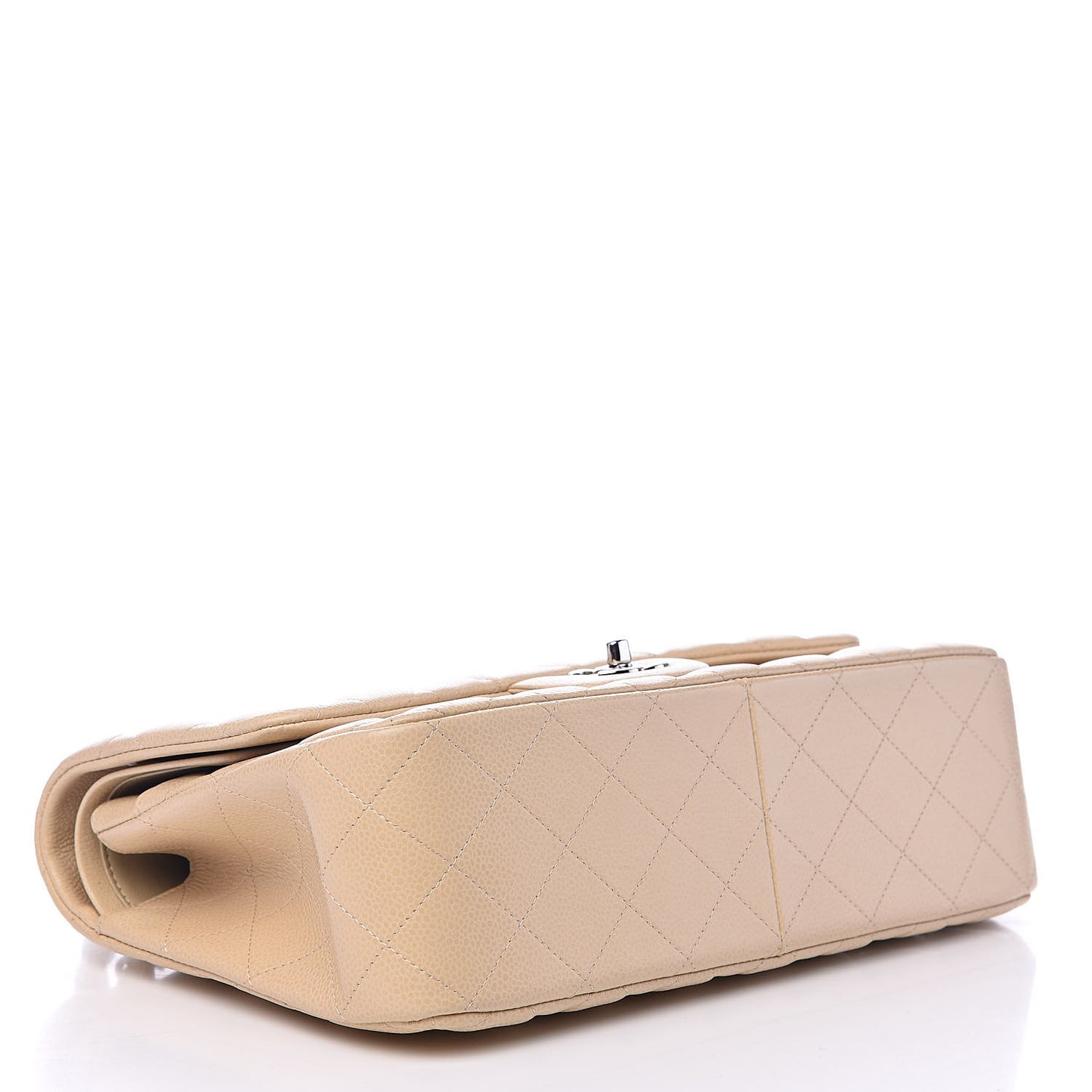 Caviar Quilted Jumbo Double Flap Beige Clair