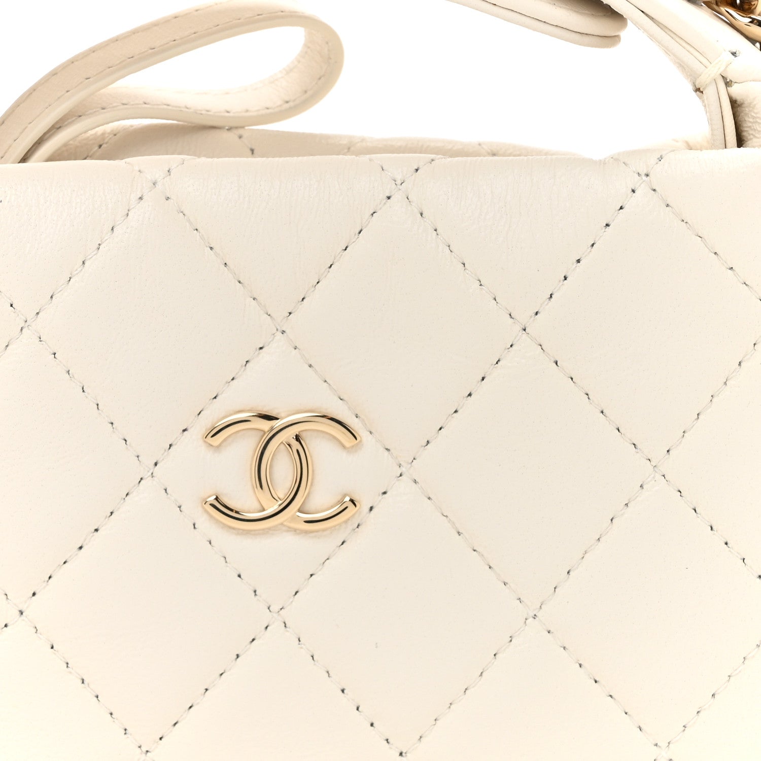 Chanel Lambskin Quilted Chain Around Pouch White 8 of 11