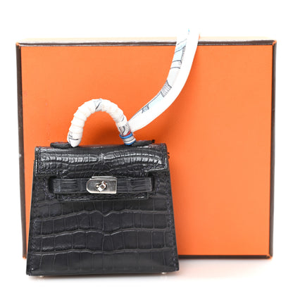 Hermes Matte Alligator Mini Kelly Twilly Bag Charm Bleu Indigo 5 of 5
