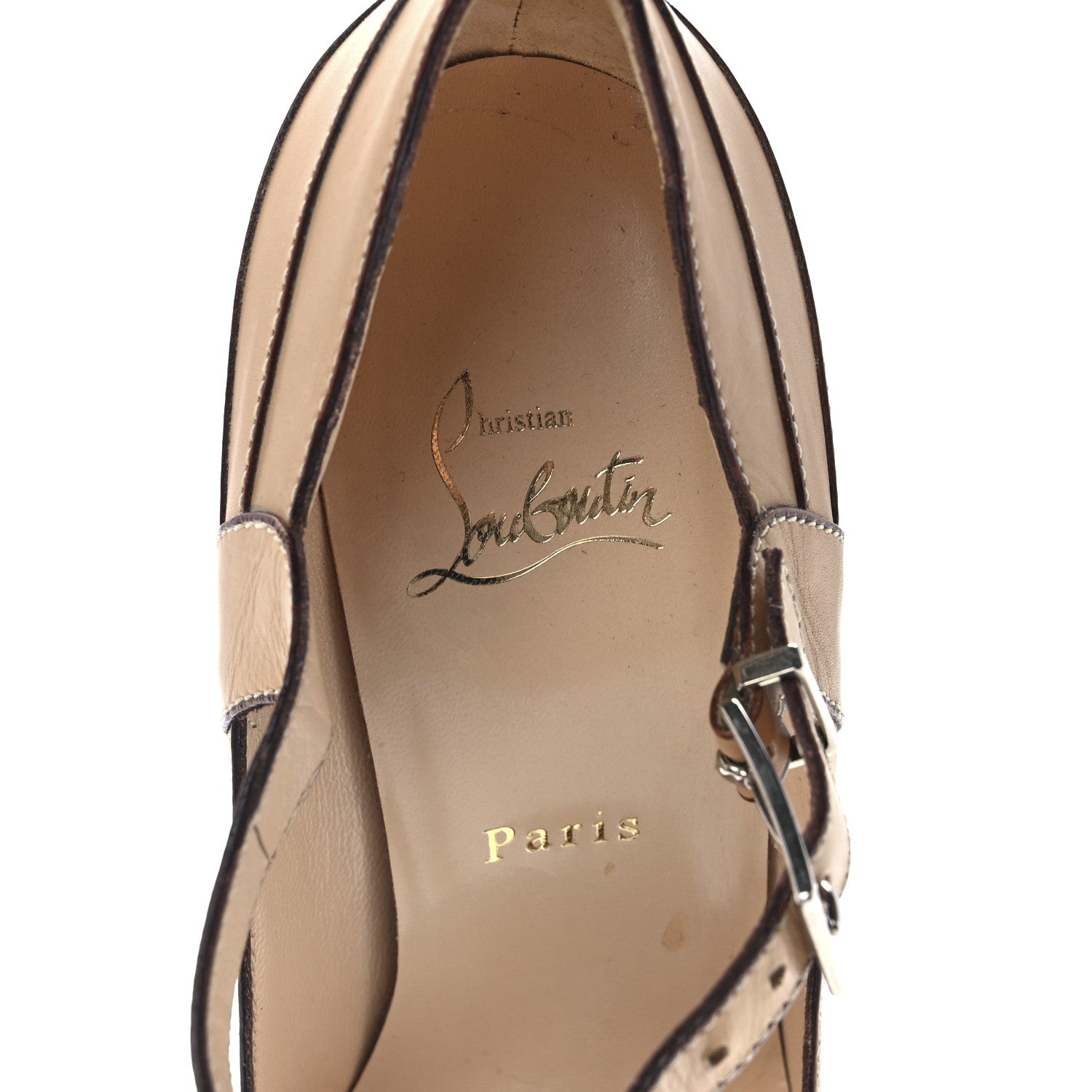 Christian Louboutin Calfskin 100 Mary Jane Pumps 39.5 Nude 7 of 8