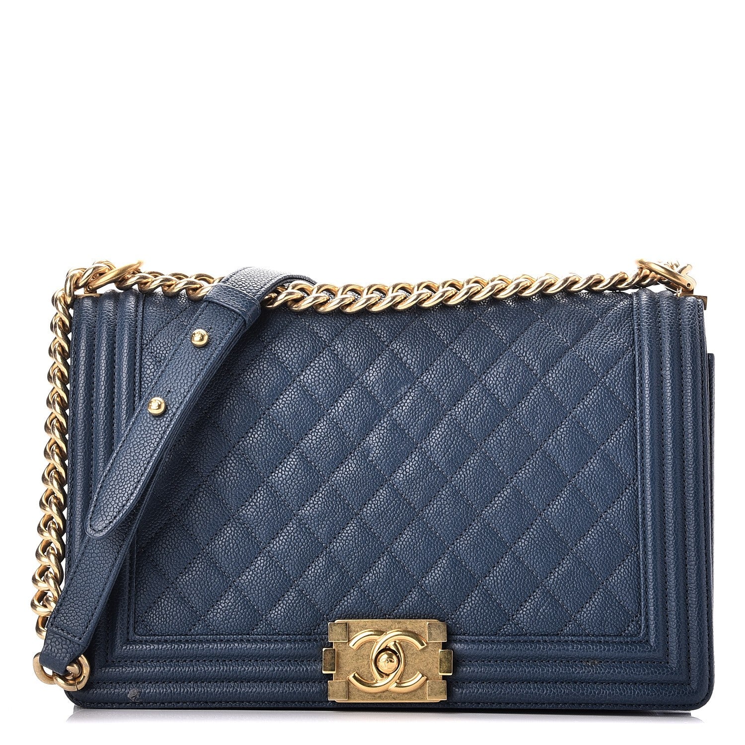 Chanel Caviar Quilted New Medium Boy Flap Dark Blue 1 of 9