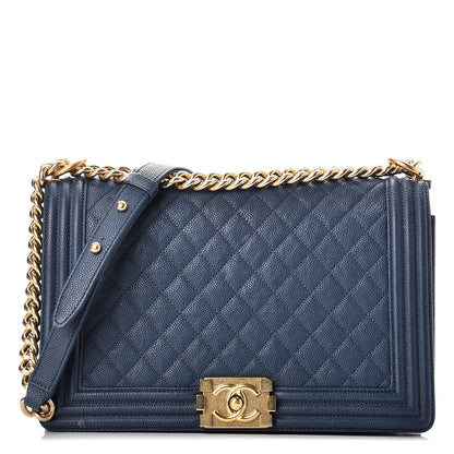 Chanel Caviar Quilted New Medium Boy Flap Dark Blue 1 of 9