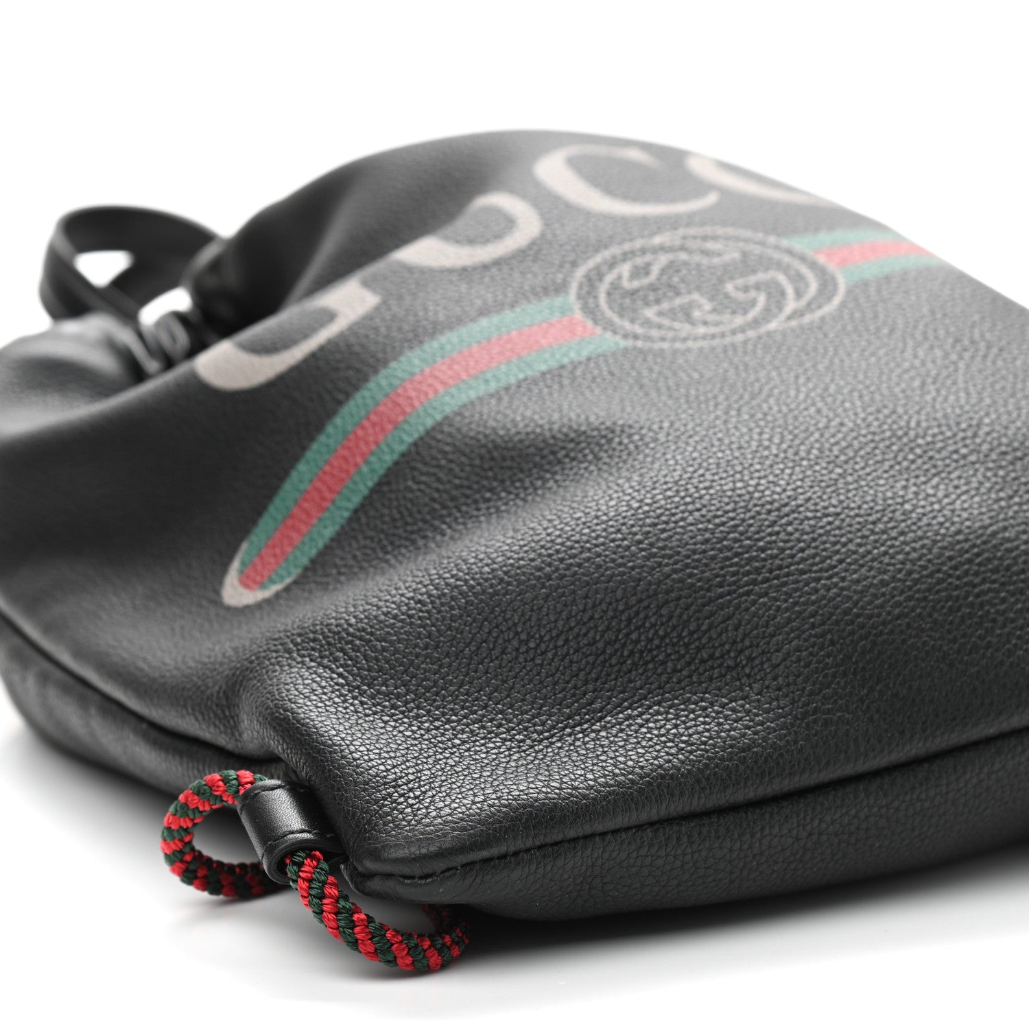 Gucci Calfskin Logo Drawstring Backpack Black 9 of 10