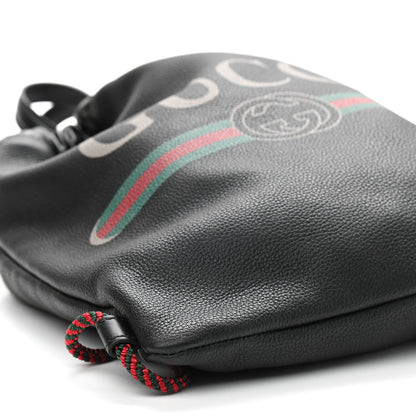 Gucci Calfskin Logo Drawstring Backpack Black 9 of 10