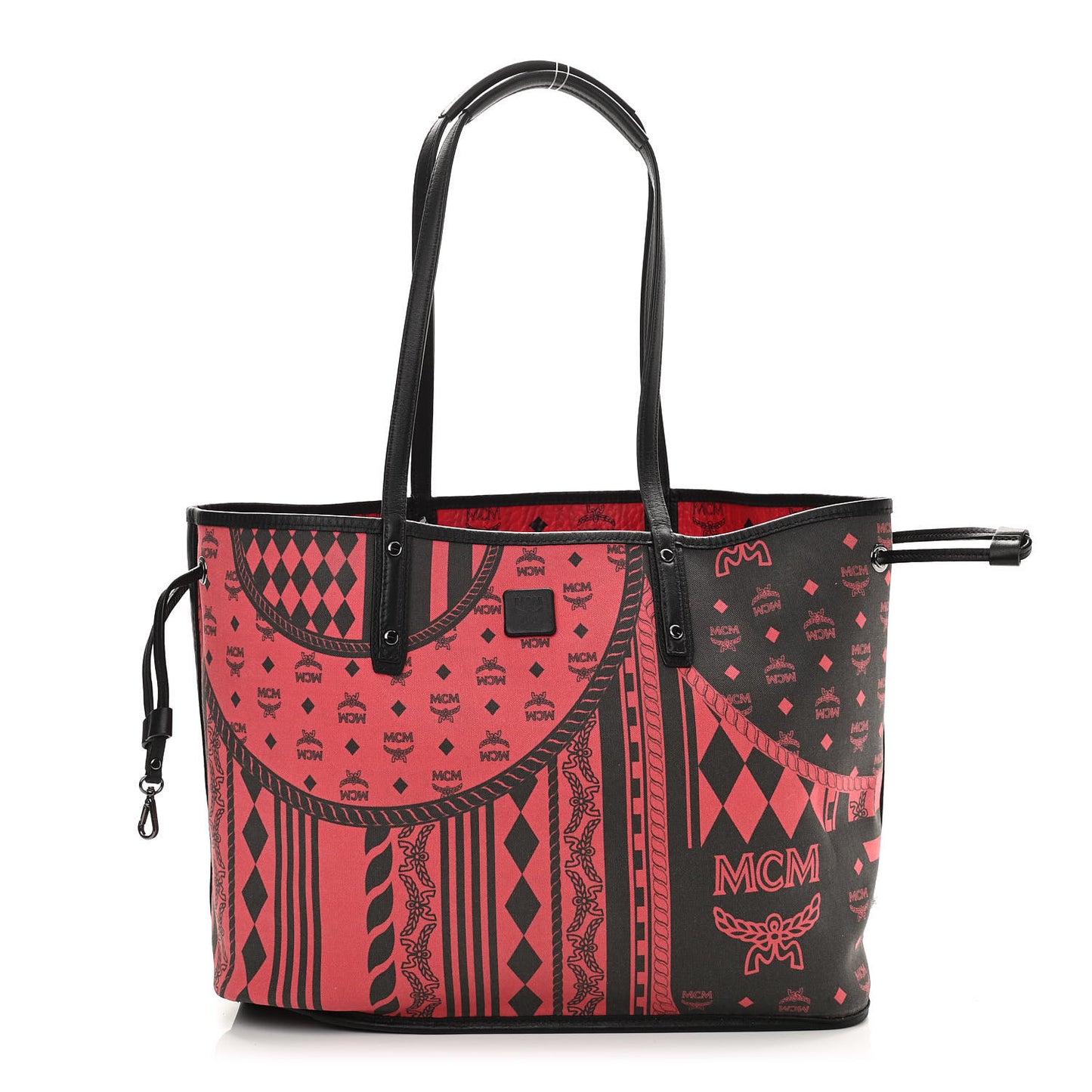 Visetos Medium Project Reversible Shopper Tote Ruby Red Black