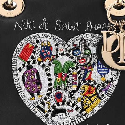 Christian Dior Calfskin Niki De Saint Phalle Heart Medium Supple Lady Dior Black 8 of 12