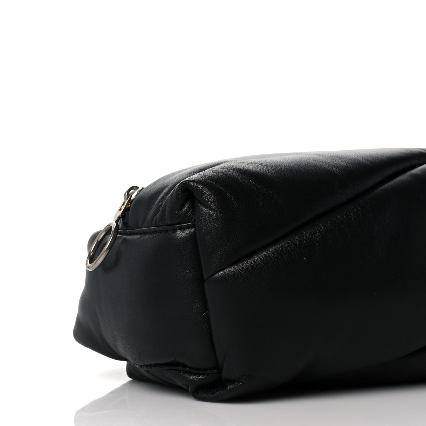 Calfskin Puffy Pump Pouch Crossbody Bag Black